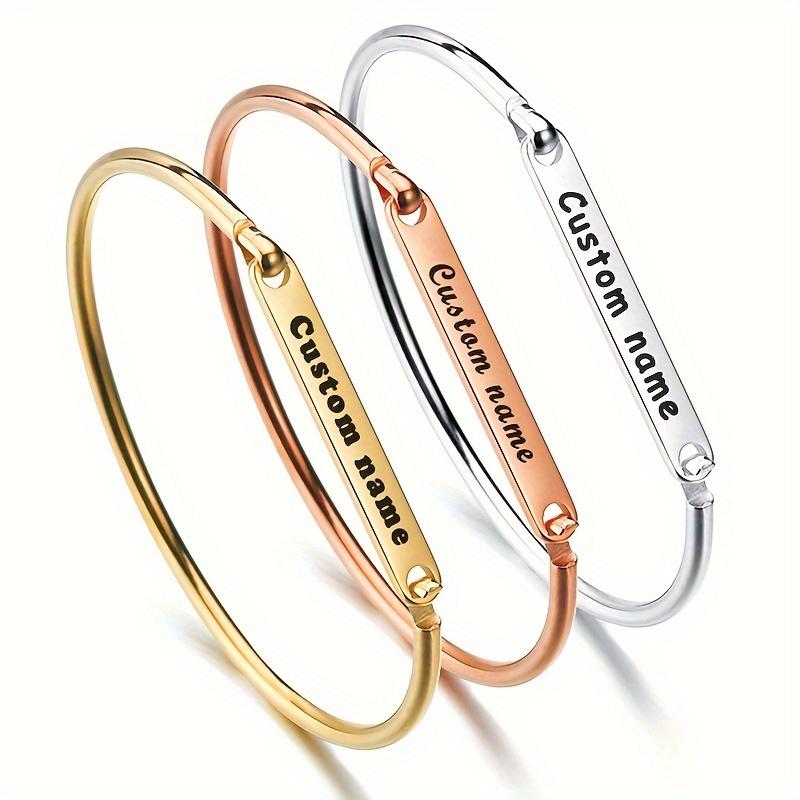 SQSimple and versatile stainless steel women's bracelet a long, smooth, personalized DIY bracelet with private engraving holiday