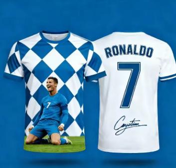 Football Star Jersey 3D Printed Character Pattern T-shirt, Casual Woven Top, Quick-drying Crew Neck Short Sleeves