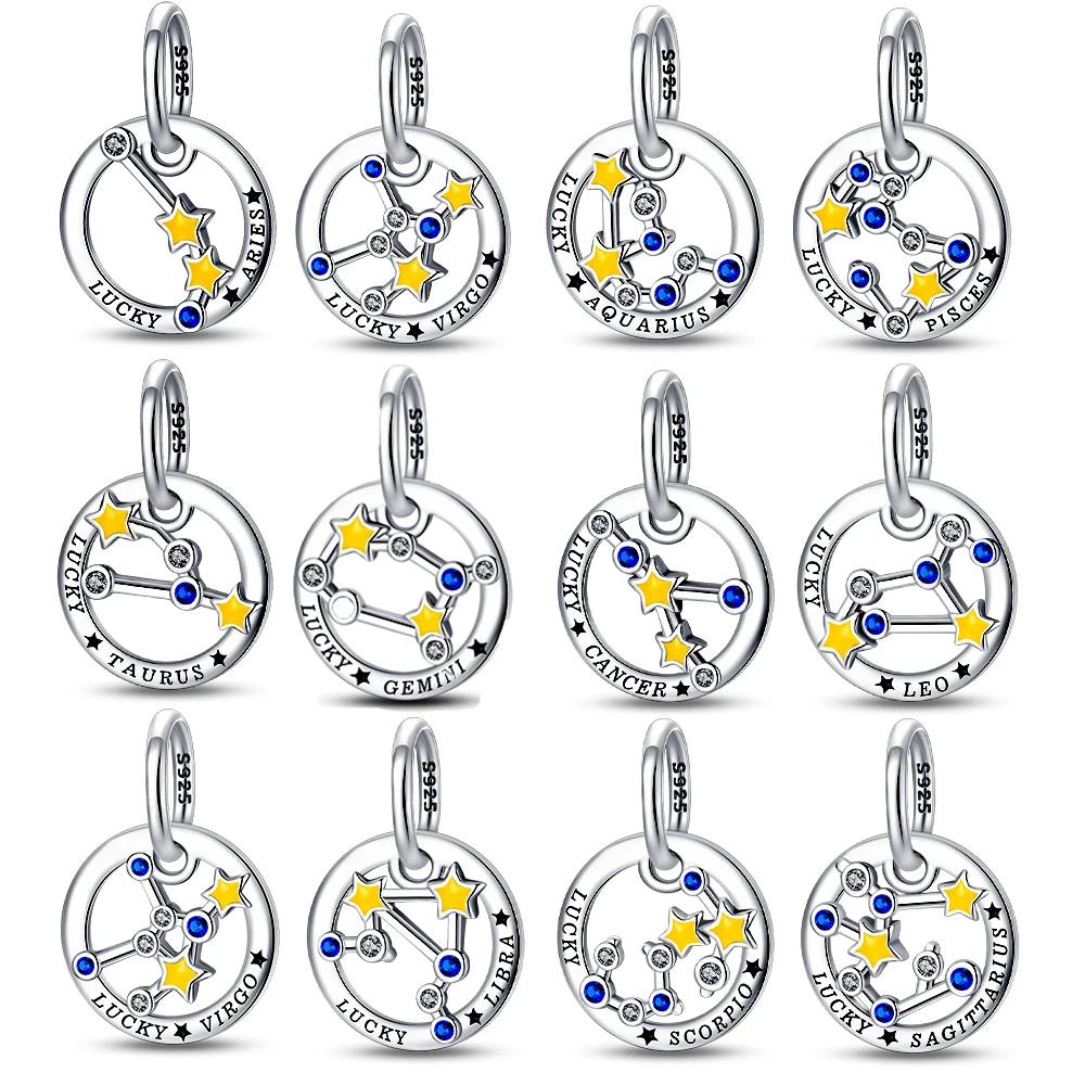 Charms Copper Luminous 12 Constellation Product Series Suitable For Bracelet Do-It-Yourself Women'S Pendant Charms For Jewelry Designing