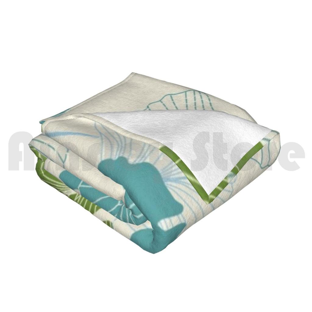 Blanket Ginkgo Leaves 1156 Leaves Nature Ginkgo Pattern Collection Coordinate Green Blue