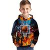Children's Trendy Street Hooded Sweatshirt with Printed Design, Suitable for Daily Casual Outings for Both Boys and Girls.