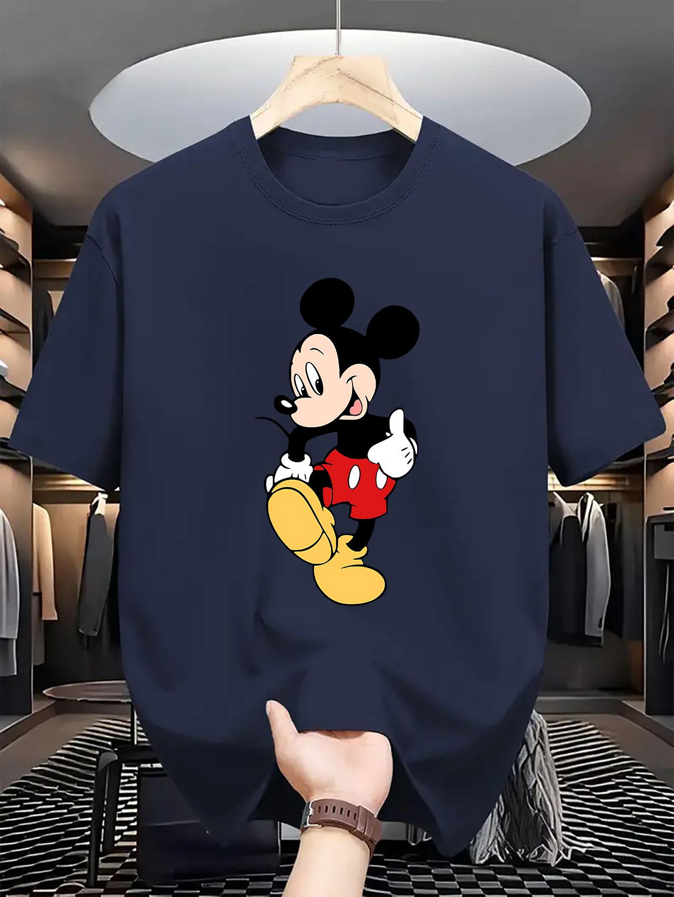 

Футболка з принтом Міккі Мауса від Disney для чоловіків та жінок, повсякденна, з круглим вирізом, коротким рукавом, бавовняні топи, футболки з мультяшним принтом, стрітвеар S