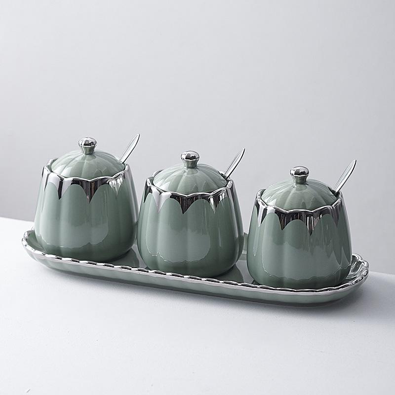 Креативный керамический набор кухонных баночек для специй - Хранение соли и приправ