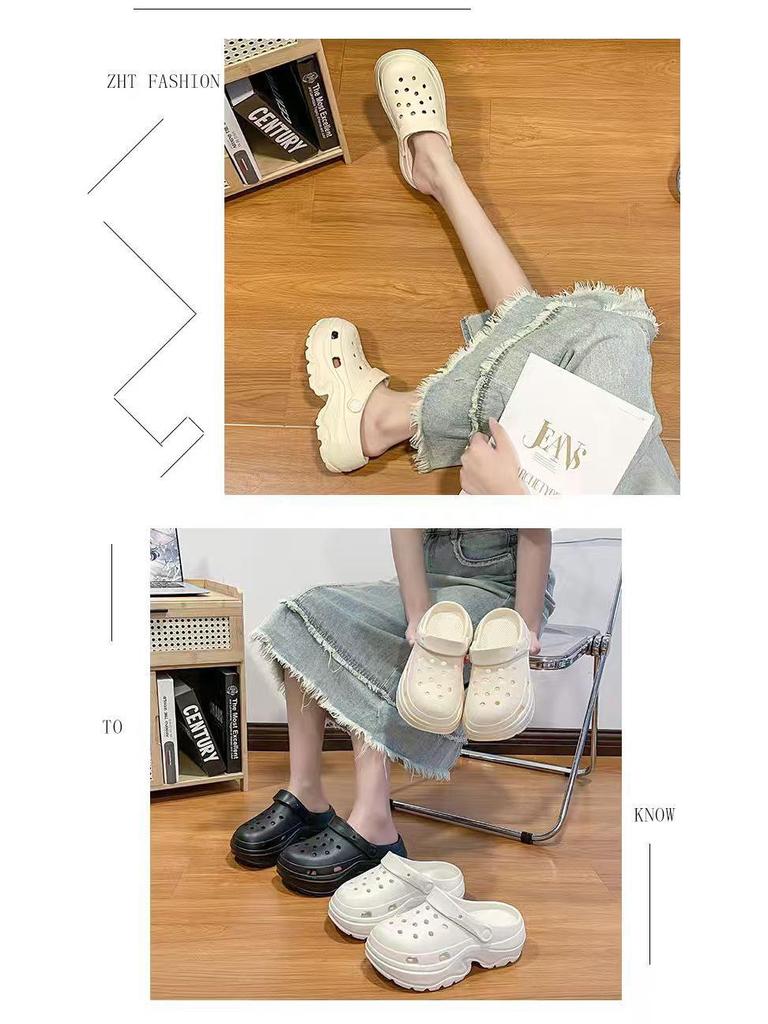 EVA Women's Height-Boosting Summer Clogs - Thick-Soled Beach Sandals for Petite Outdoor Use.