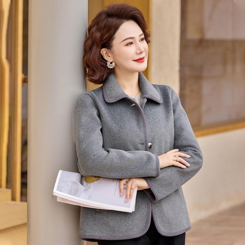 

Mom s Stylish Wool Coat for Middle-Aged & Elderly Women - Spring/Autumn Fashion 3XL (110-125 lbs)