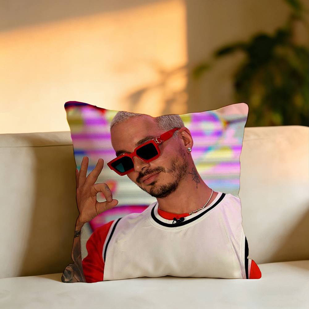 Hot Singer J BBalvin Pillow Case Square DoubleSided Sofa Cushion Cover Bedroom Bedside Pillow