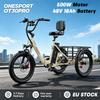 ONESPORT OT30Pro Dorosły Rower Trójkołowy Elektryczny 500W 48V 18AH Elektryczny Rower Trójkołowy Cargo Opony 20*3.0" E-Rower Trójkołowy Miejski E-Rower Trójkołowy Cargo