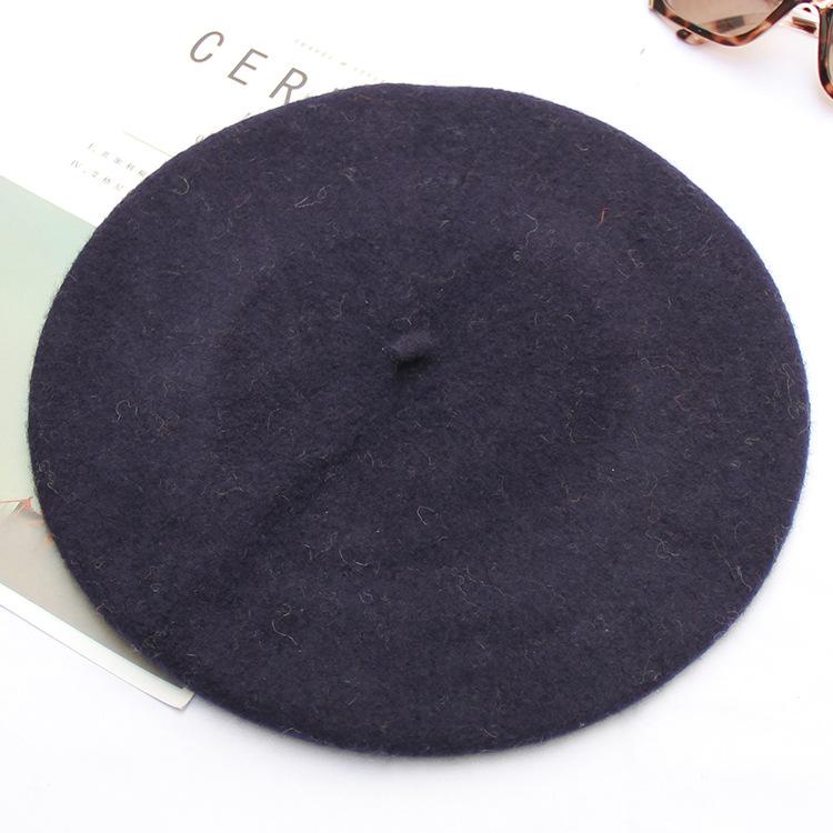 Autumn And Winter Women'S Solid Color Light Board Wool Woolen Beret Retro Simple Fashion Painter Hat Bud Hat