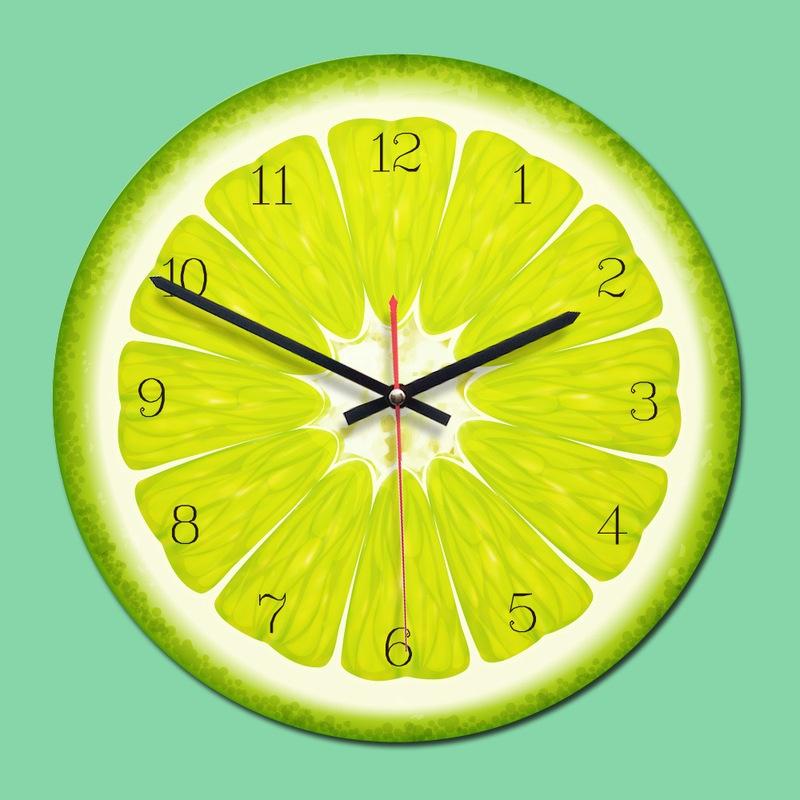 Relógio de Parede Criativo 11 Polegadas Desenho Animado Frutas Relógio Quarto de Crianças Decoração de Parede Colorido Parede Presente Único