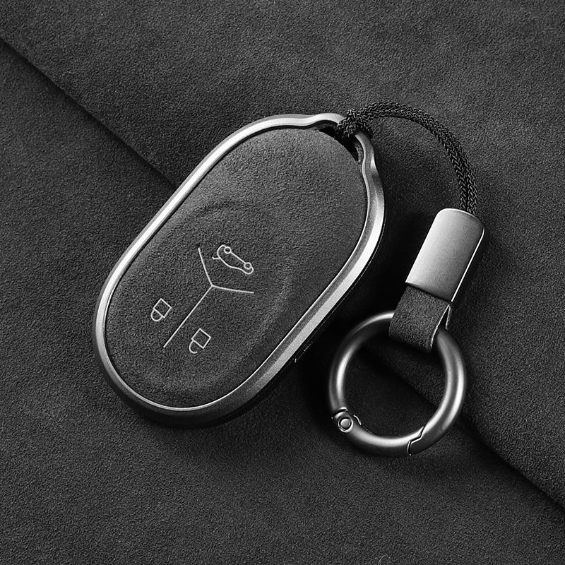 Alcantara Key Case Cover for NIO ET5T ES6/EC6 ESS ET9 ES7 ET7 ET5 Suede Aluminum Alloy Key Buckle Keychain Interior Accessories