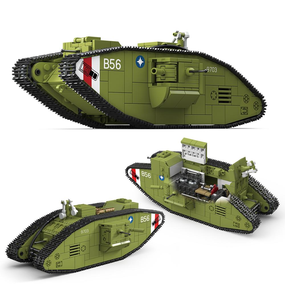 Bai Fen Bai Toys Ww1 Military World War I Army Building Block Set Set Heavy Tank Mk.v Block Bricks City Series Building Construction Toy For Children