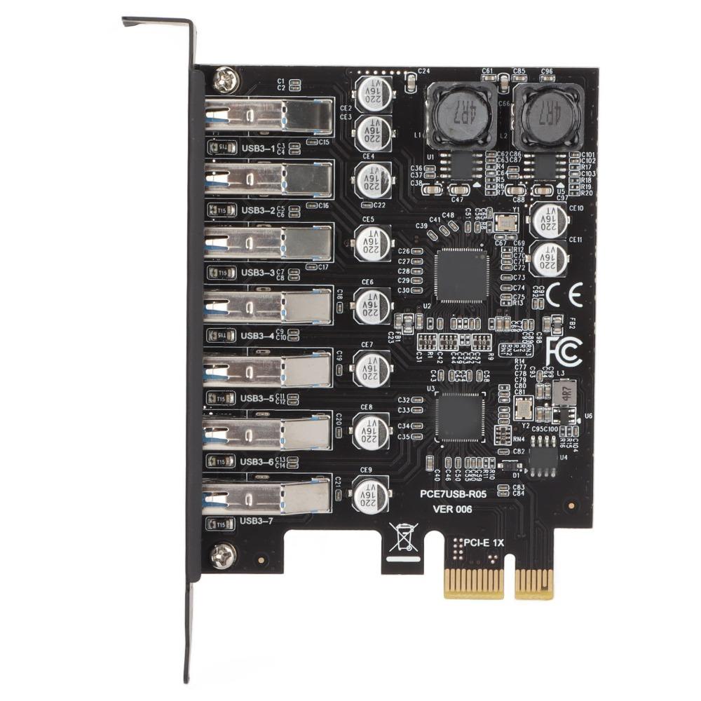 5Gbps PCIE Expansion Card USB 3.2 GEN1 7 Port PCIE Card PCIE To USB Card  PC Expansion