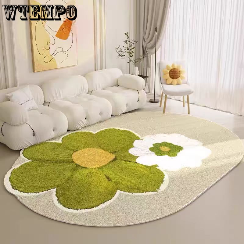 Oval Living Room Carpet Printed Carpet Sofa Home Coffee Table Green Bedroom Bedside Carpet