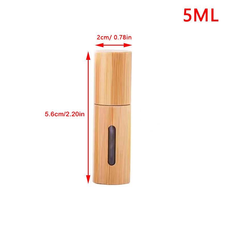

1 шт., бамбуковый флакон-роллер 3/5/10 мл, деревянный флакон-роллер, эфирное масло, блеск для губ, многоразовый тюбик, пустая банка, стеклянный флакон для духов 5ML