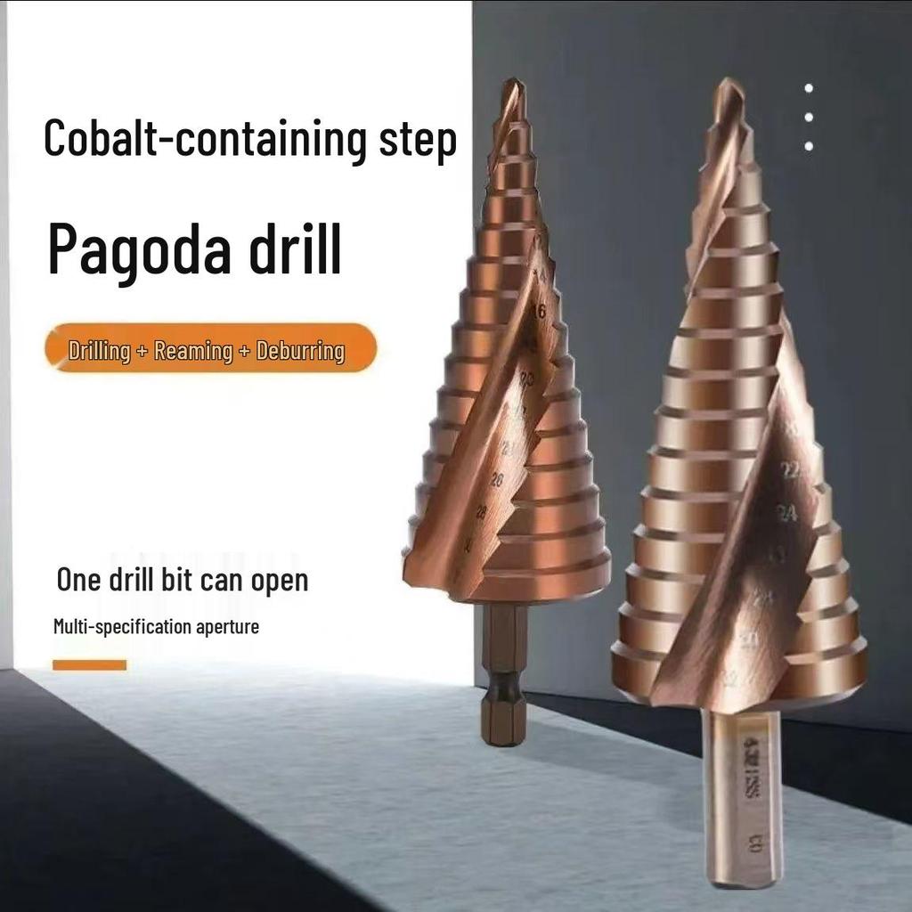 Burghiu Pagoda din oțel inoxidabil cobalt: Burghiu Treaptă Multifuncțional pentru Metal, Lemn și Plastic