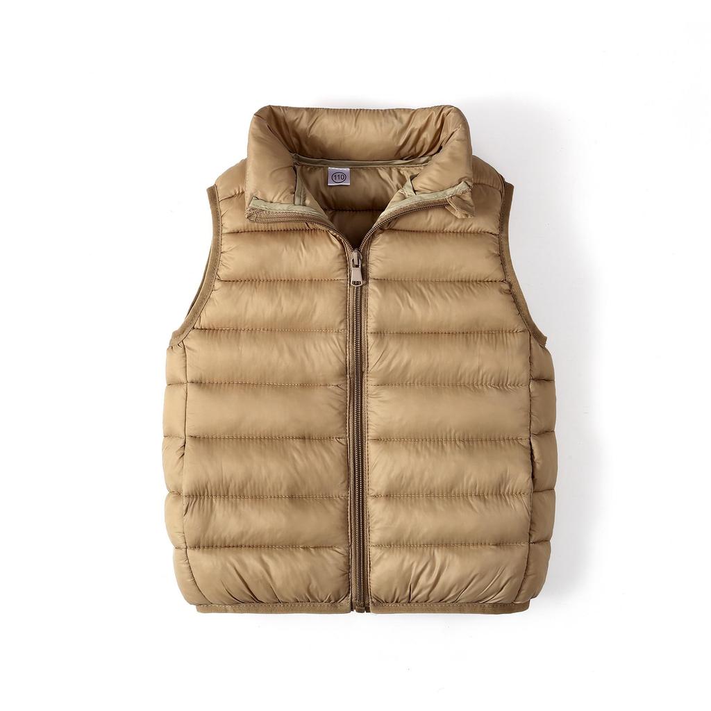 Children's Korean Style Lightweight Down Cotton Vest, 2025 Autumn/Winter Stand-up Collar Warm Gilet for Boys and Girls