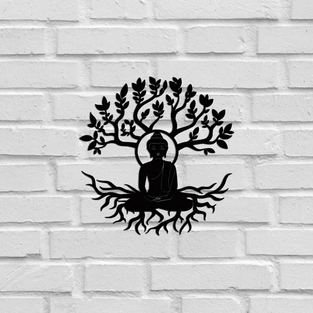1pc Metal Wall Decor - Buddhism Theme Inspired Wall Art Decorations for Bedroom, Graceful Sticker Mural and Metal Wall Hanging