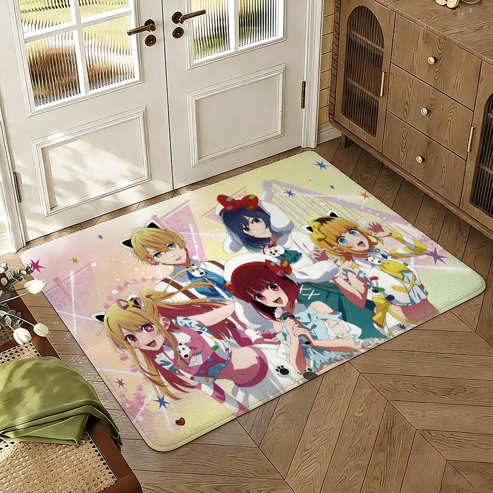 Oshi No Ko Floor Mat Soft Thickened Absorbent Non-Slip Bedroom Living Room Door Mat Home Decor Flannel Rugs