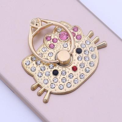 Finger Ring Holder Rotating Cartoon Rhinestone Anti-fall 360-degree Kitty Metal Mobile Phone Grip