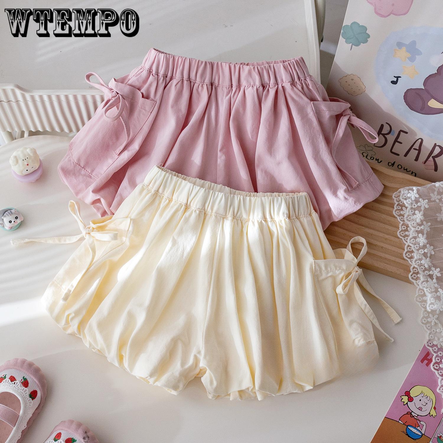 

Pocket Bow Flower Bud Pants for Girls Wearing Pants and Shorts Trendy Trend 90 рожевий