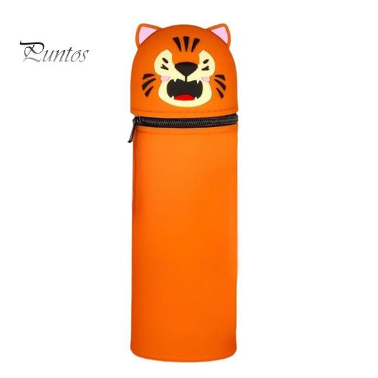 Pencil Case Desktop Stand Up Pen Holder Cartoon Animal Design Silicone Pencil Storage Bag for Home School Office Supplies