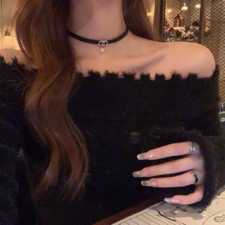 Atmosphère automne et hiver collier ras du cou perle collier collier design de niche de luxe léger tempérament chaîne clavicule dame