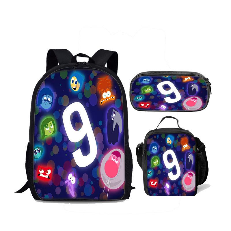 Insideout Student 17-Inch School Bag Ice Pack Three-Piece Mind Team Backpack Set