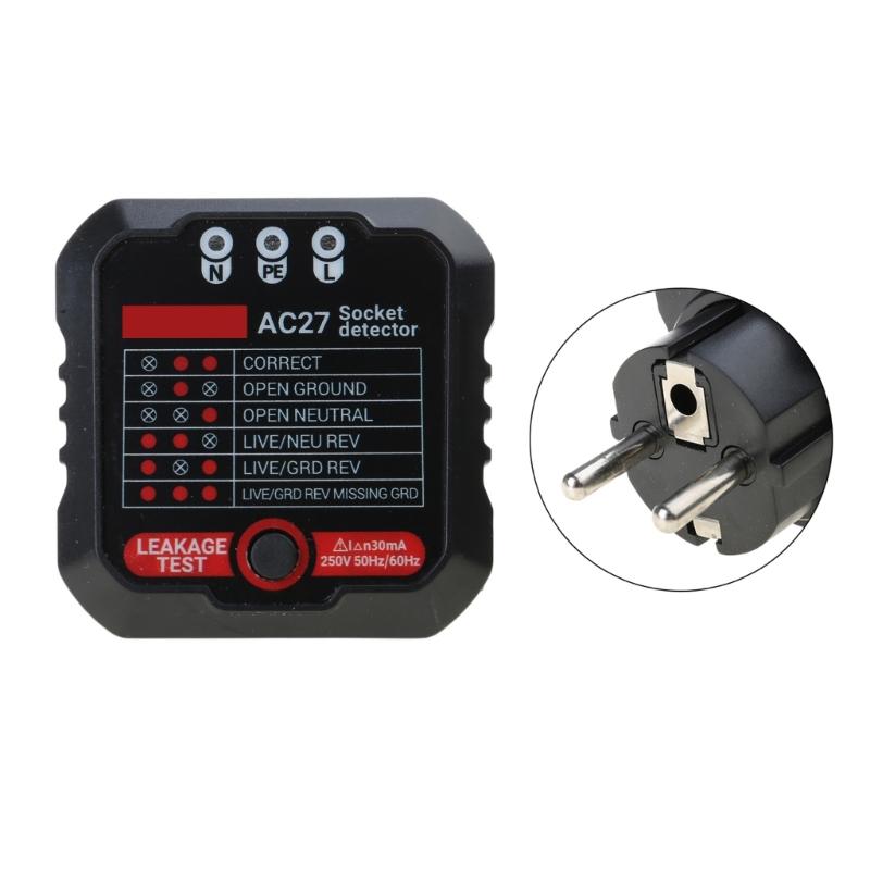 Outlet Tester Advanced Receptacle Tester with Voltage-Display 250V Power Socket Automatic Electric Circuit Polarity-