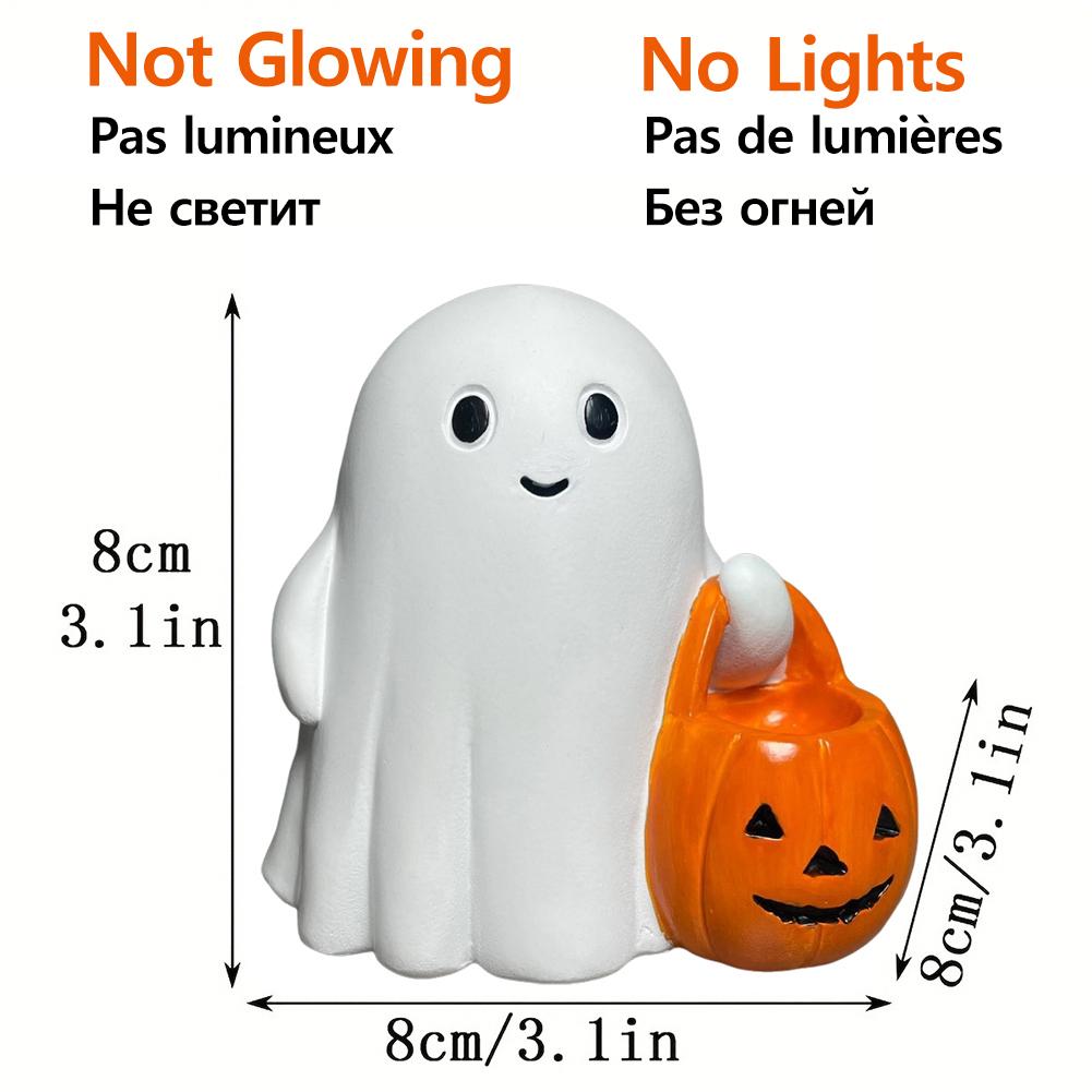 2025 Halloween Ghost Statue Resin Horror Halloween Ornament Ghost Pumpkin StatueHalloween Decorative (with Light/no Light)