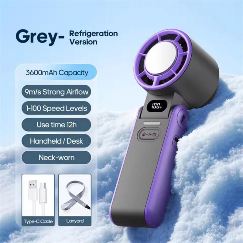 Mini Ventilador Turbo de Refrigeração Portátil Alta Velocidade Ar Frio 3600mAh Recarregável USB Ventilador de Compressão Fria Dobrável Portátil Ventilador de Mesa