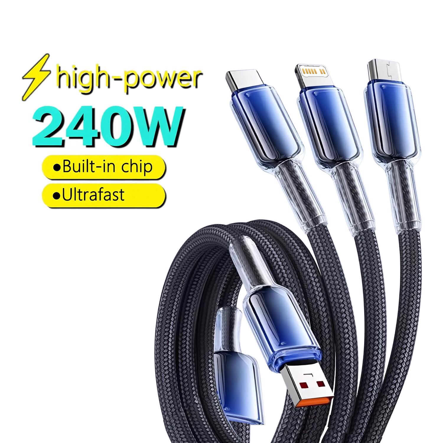 

3 in 1 Fast Charging Type C USB Cable Type C Usb Micro For Iphone Samsung Huawei Xiaomi Multi Port Multiple Charging Wire чёрный