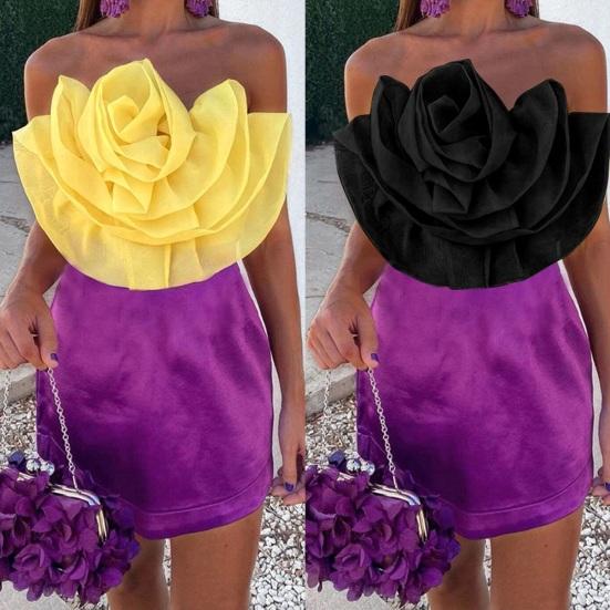 

Женский летний топ с большим цветочным декором, без рукавов, без спинки, на тонких бретельках, сплошной цвет, короткий тип, одежда для бала и выпускного вечера