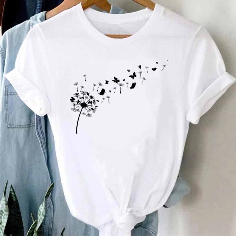 

Maycaur Women Graphic Cartoon Dandelion Printed T Shirt Short Sleeve Clothes Casual Tees Tops Female Summer Clothing S