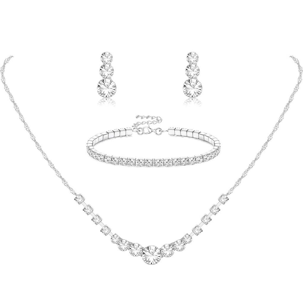 

Water Drop Wedding Necklace Set With Geometric Pendant For Bridal Jewelry Collection Style 1