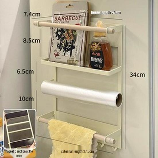 Magnetyczny Stojak do Przechowywania na Lodówkę Dopamina & Uchwyt na Folie z Emaliowaną Tablicą