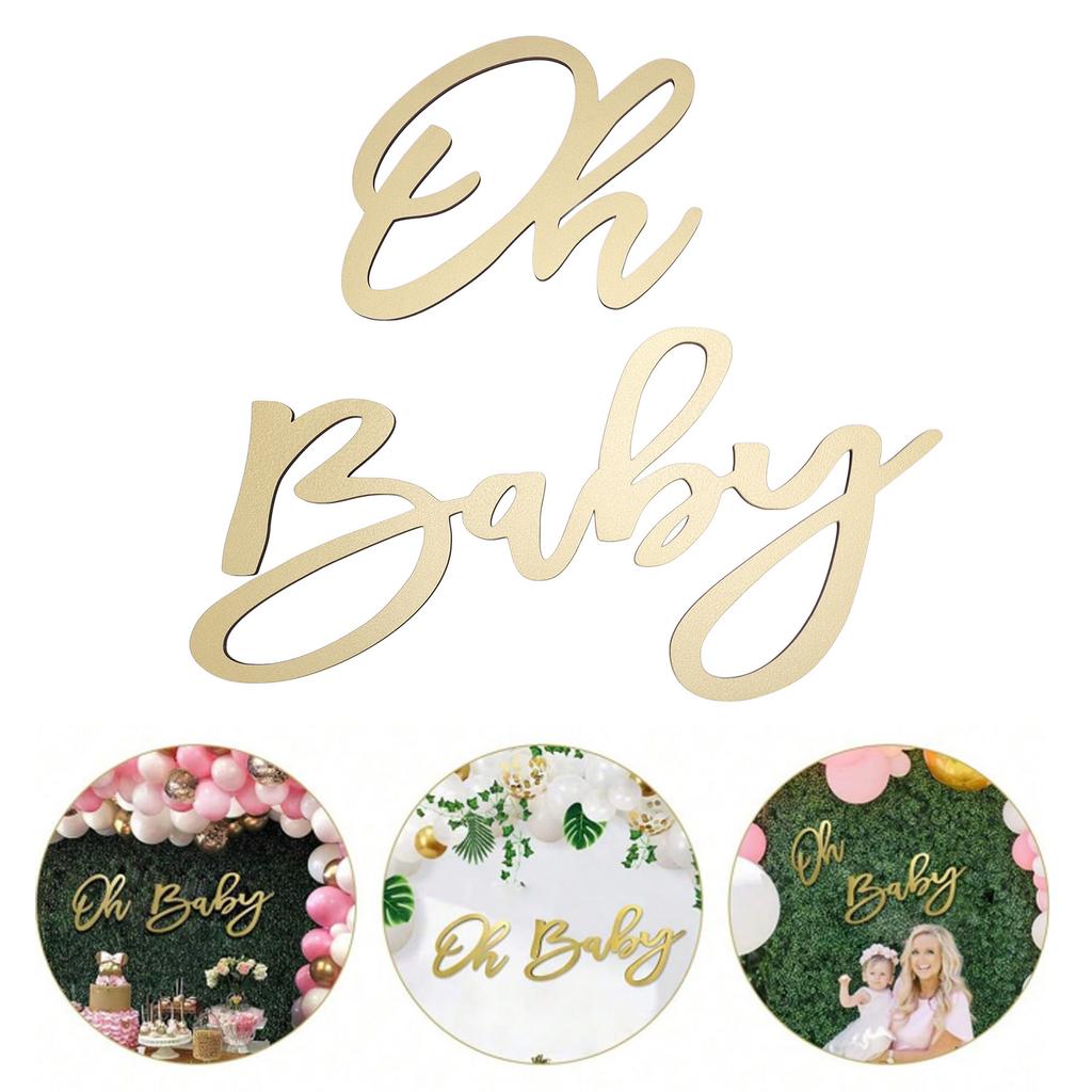 Oh Baby Dřevěná cedule Oh Baby Sign Výřez pro Gender Reveal Párty Dekorace do školky