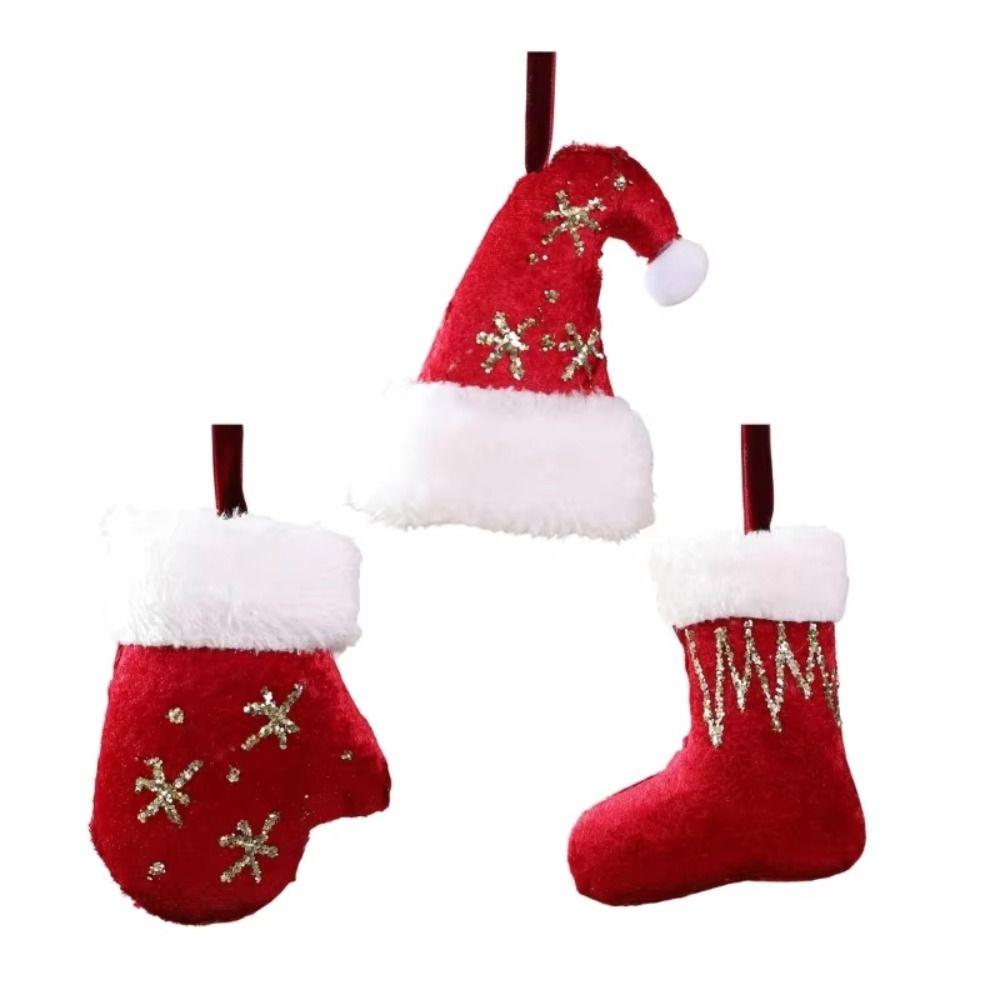 Christmas Hat Hanging Christmas Decorations Plush Christmas Ornaments  Holiday New Year