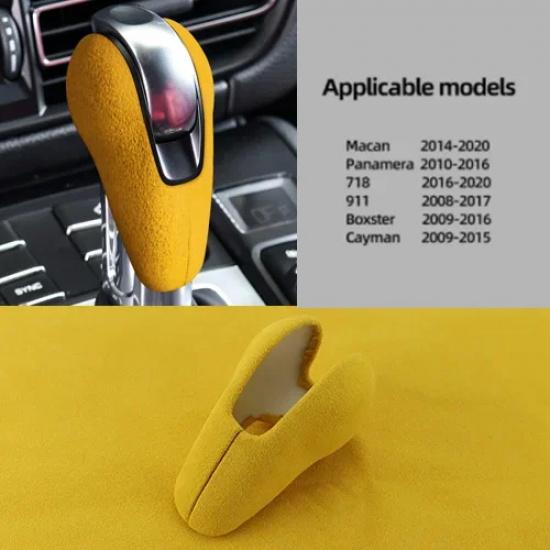 Car Gear Shift Knob Top Suede Wrap Interior Sticker Accessories Trim Cover  For Porsche Macan 95B Panamera 970 718 911