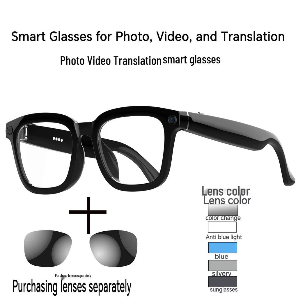 Multifunctional AI Smart Camera Glasses: HD Recording, 800W Photo, Call ID, and Translation Features.