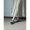 Lolita Bow Student Jk Small Leather Shoes Female Mary Jane Single Shoes with Thick Heel Burgundy