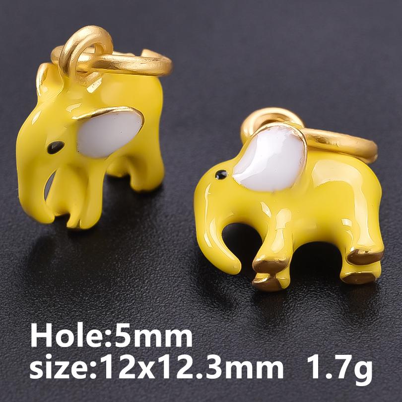 

16pcs/Lot Wholesale Three-Dimensional Animal Pendant Yellow Duck Elephant Rabbit Enamel Charms For Jewelry Making Supplies Charm