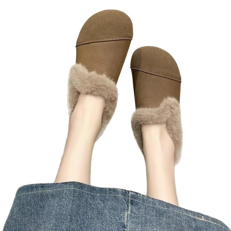 Warm cotton shoes low-top Doudou shoes mother shoes women's 2025 winter new soft-soled non-slip piled thickened fluffy shoes