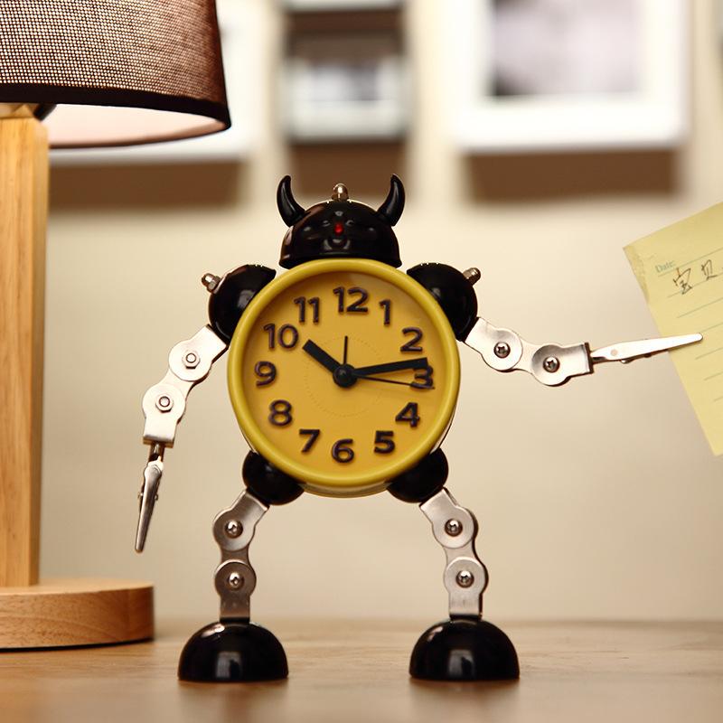 Transformed Robot Student Small Alarm Clock Cute Children Boy Girl Cartoon Mute Metal Alarm Clock Mini Cartoon
