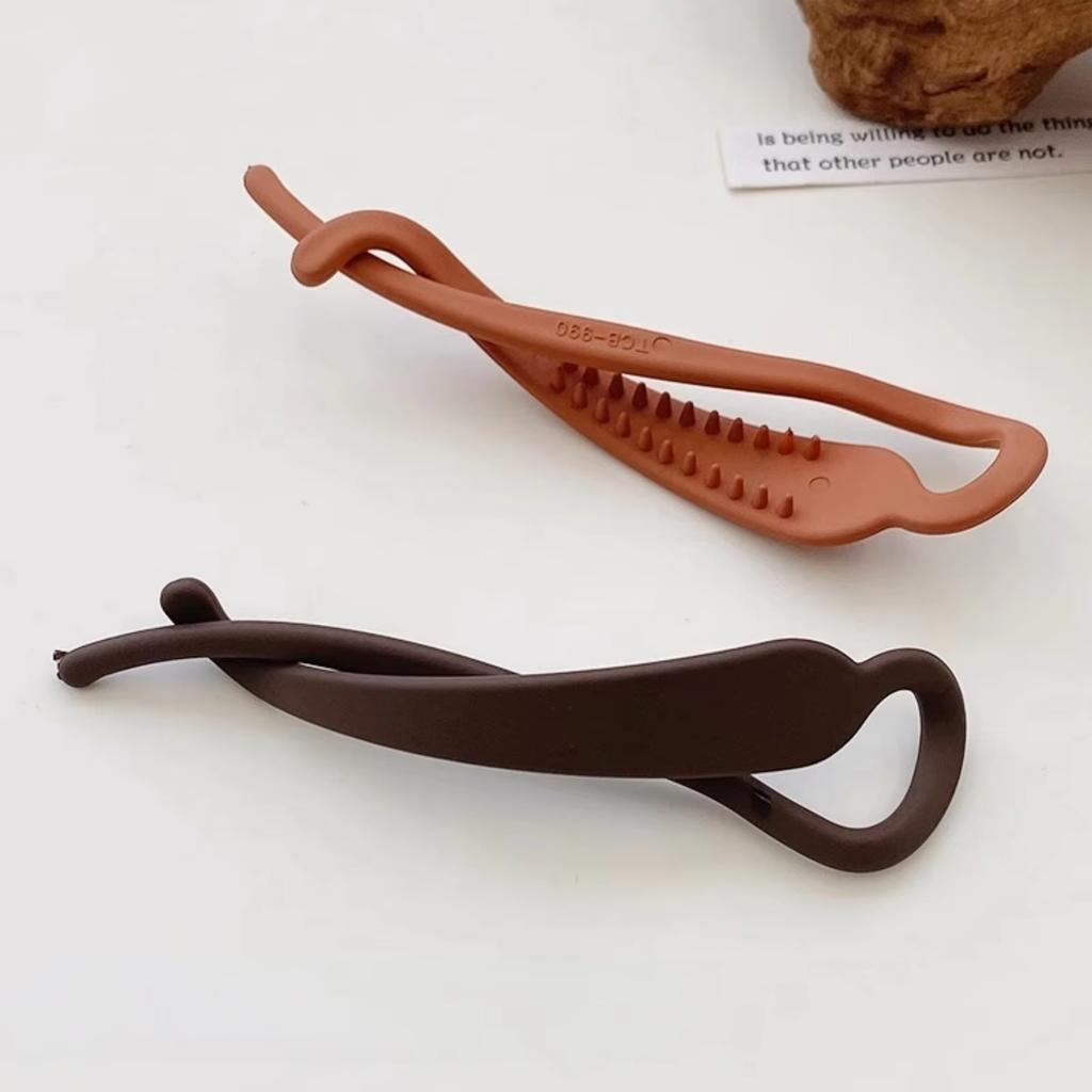 2PCS Matte Hair Clamps Black Brown Banana Shaped Clips Ponytail Hair Clip Elegant Temperament Hair Accessories for Women To Wear