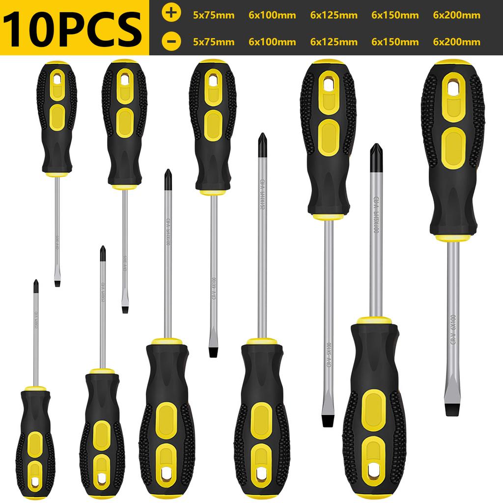 Magnetic Screwdrivers Set,  Phillips and  Slotted Tips Professional Cushion Grip Screwdriver Set