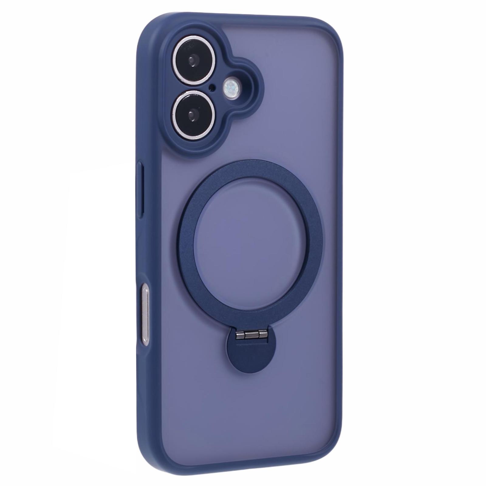 For iPhone 16 Case Compatible with MagSafe Matte TPU+PC Rotary Kickstand Phone Cover D