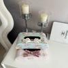 Korean Minimalist Leather Car Tissue Box Organizer Pink Aesthetic Desk Dining Table Paper Holder for Girls Bedroom Decor