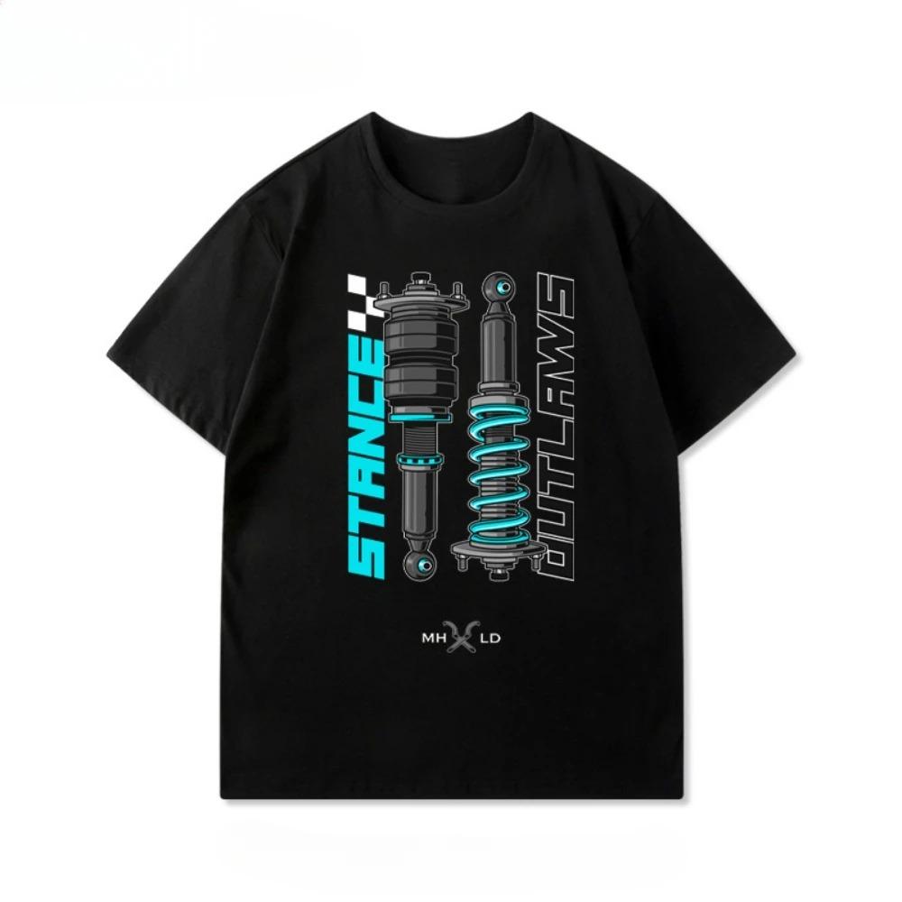 2025 Modified Car Culture Shock-absorbing Car Friends Association Loose Short Sleeve Men and Women T-shirt Fashion Brand Summer