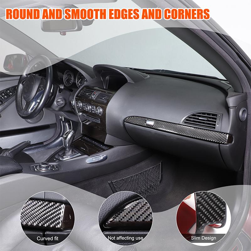 For BMW 6 Series E63 E64 2004-2009 Soft Carbon Fibre Car Center Console Co-pilot Decorative Strips Trim Sticker Accessories