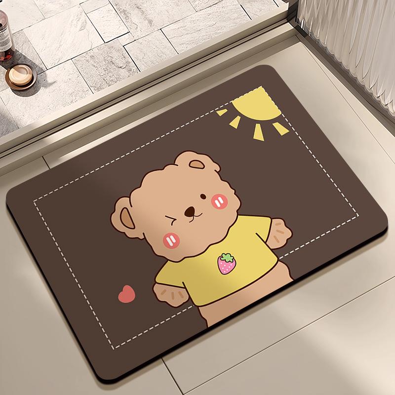 Mata podłogowa z ziemi okrzemkowej, kreskówkowa mata podłogowa do łazienki, silnie chłonna, domowa, pod drzwi toalety, antypoślizgowa mata